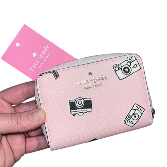 NWT! kate spade oh snap! small zip around card case wallet - chalk pink - Picture 14 of 15